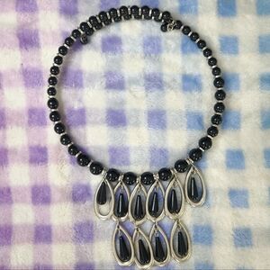Chico's Black and Silver Teardrop Necklace